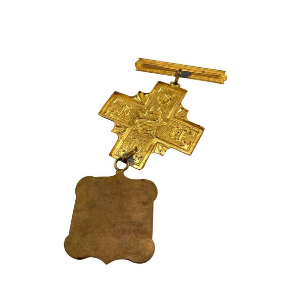 Secret Society United Order of the Golden Cross Antique Gold-tone Medal - Picture 7 of 7